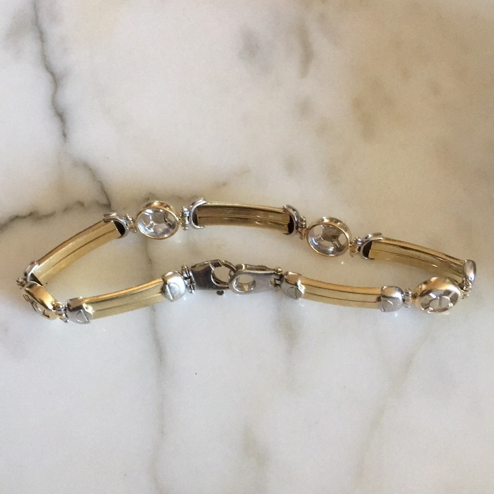 Vintage Fashion bracelet, 14k white & yellow gold - Picture 7 of 13